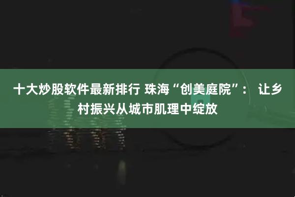 十大炒股软件最新排行 珠海“创美庭院”： 让乡村振兴从城市肌理中绽放